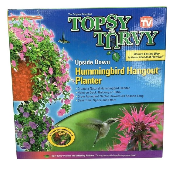 Topsy Turvy Tomato Hummingbird Hangout Flower Planter Upside Down Vertical Grow - Picture 1 of 5